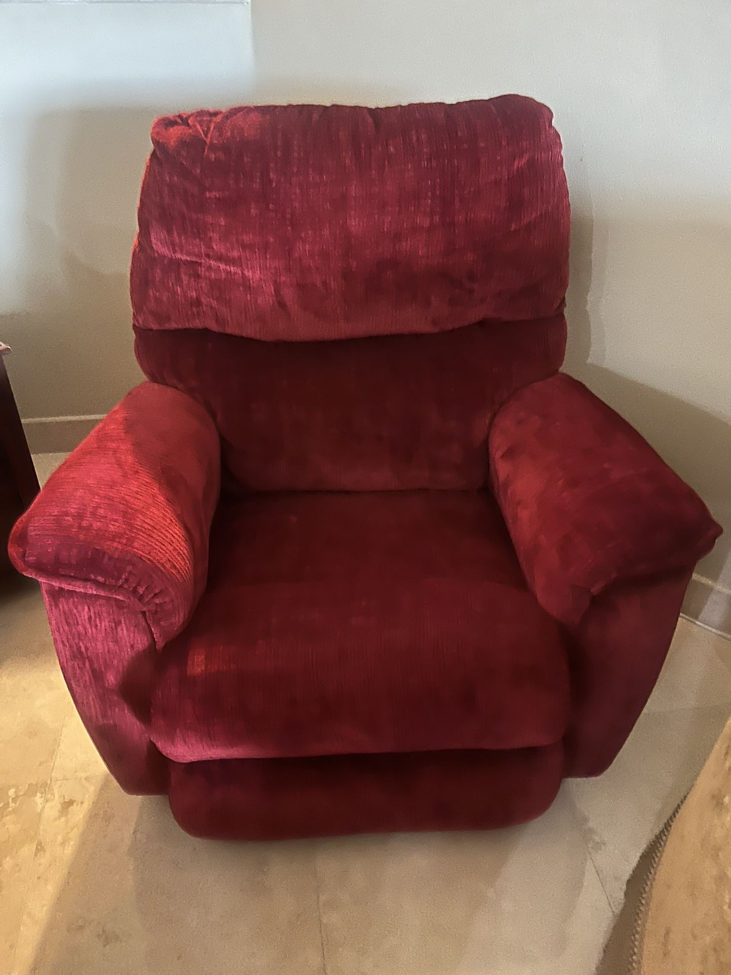 Set Of 2 Red Velvet Recliner Chairs