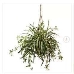 SaleSumo 20 in. Artificial Spider Plant Hanging Basket