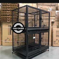 Double Stacked Dog Pet Cage Kennel Size 43” With Divider And Feeding Bowls New In Box 📦
