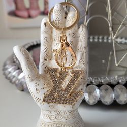 Fashion Rhinestone Bling Gold Tone Key Chain Fob Purse Charm New