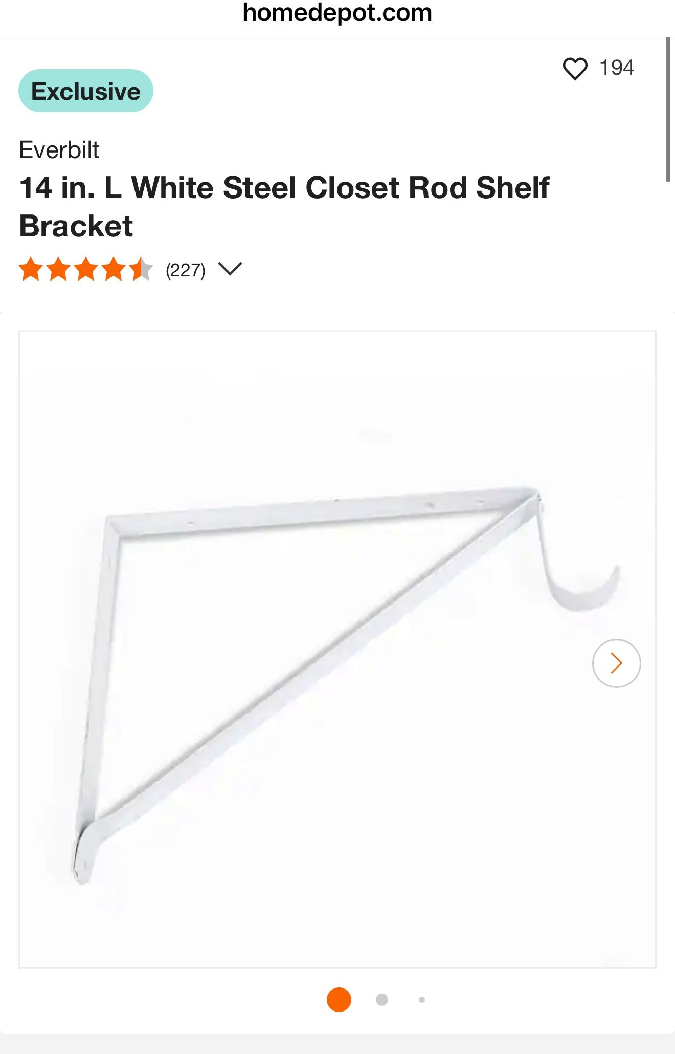 Closet Rod Shelf Bracket 4pcs