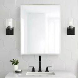 Glacier bay 24 in. W x 30 in. H Rectangular Brushed Nickel Medicine Cabinet with Mirror