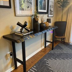 Black Wood And Metal Console Table 
