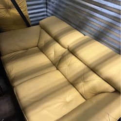 Leather Yellow Couch