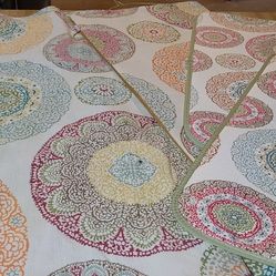 Colorful 2-68" Tablecloths,  1-72" Runner, 2- 24x18 Table Mats