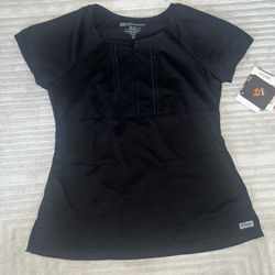 NEW Grey's Anatomy © ABC Studios Black Scrub Top Shirt Size XS
