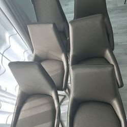 6 Bronze Faux Leather Dining Chairs