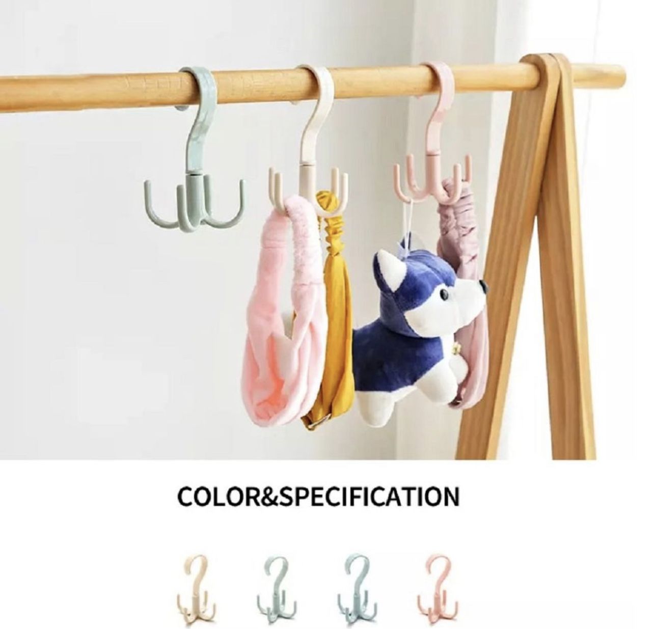 4 Pcs Tie and Belt Hanger for Closet-Rotating Handbag Scarf Hanger Organizer