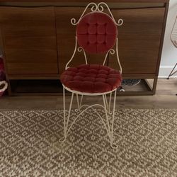 Hollywood Regency Antique Vanity Chair Red Velvet