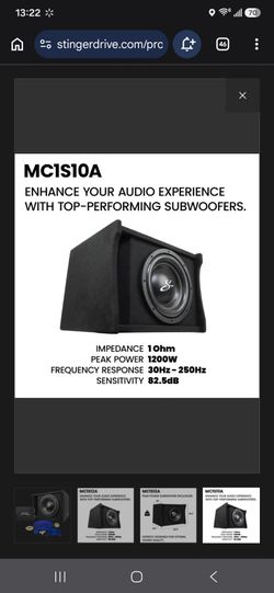Stinger MC1S10A Subwoofer, Stinger MT-700.1 Mono block Amp, and SS12200XS amp wiring kit