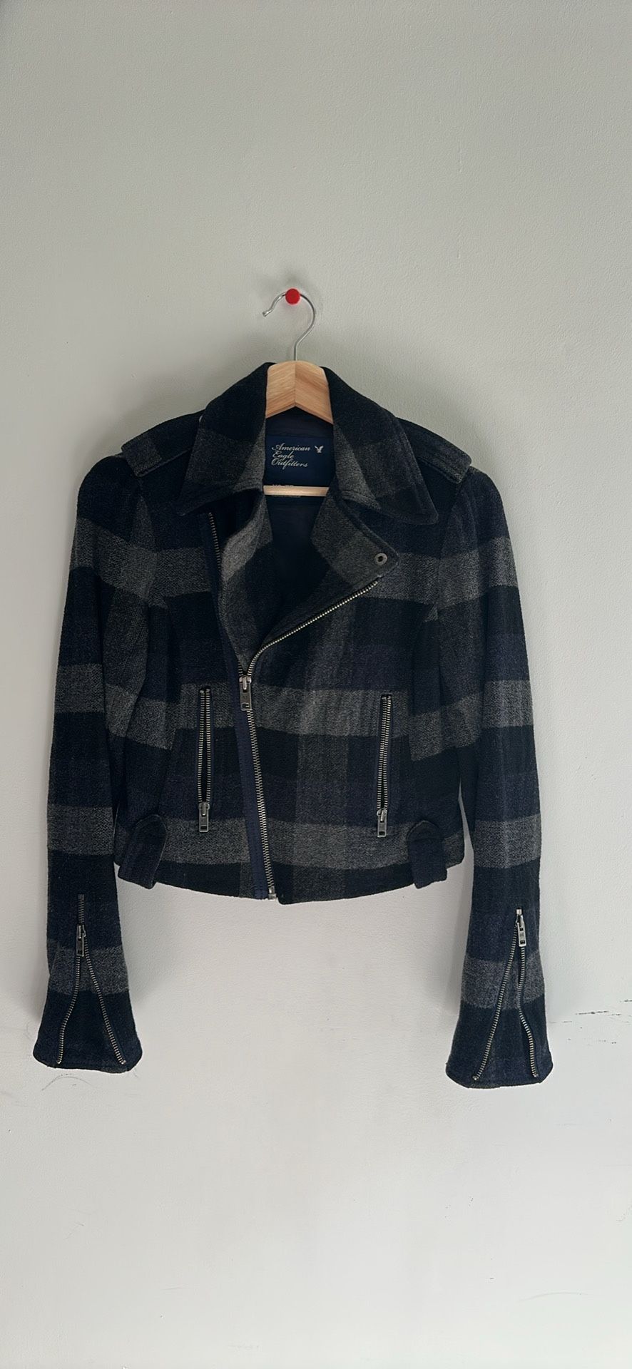 Plaid Wool Cropped Jacket