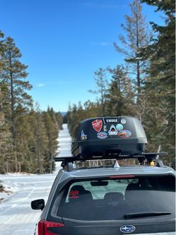 Thule Force XT L Roof Box with Garage Storage Rack (Hooks & Rod)