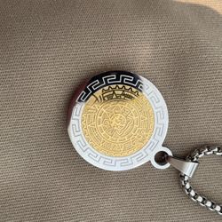 stainless steel chain and pendant aztec
