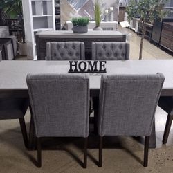8pc  dining set table 6 chairs and matching buffet(New)