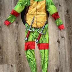 Raphael TMNT Ninja Turtles Costume 7-8y (kids) with 2 Sais