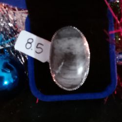 SIZE 8 1/2, SS-925, VINTAGE, LARGE BLACK LABRADORITE STATEMENT OR COCKTAIL RING!!🍸🍹