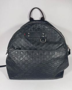Gucci Guccissima Black Leather Backpack Daypack Bag Shoulder 268184 Italy Authentic