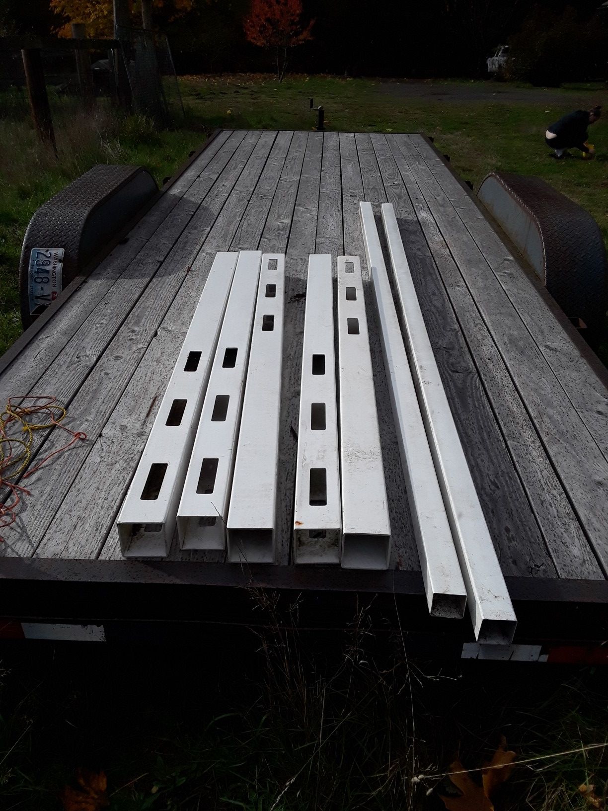 5 Vinyl fence posts.