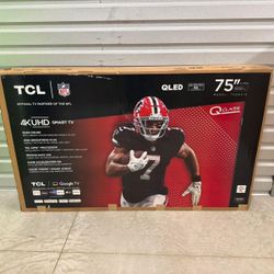 Hd377 75” tcl smart 4k Qled tv floor model 