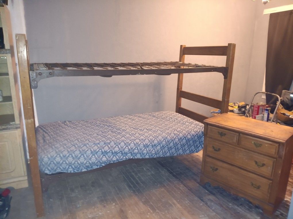 Twin Bunk Bed W/ Dresser And Mattress