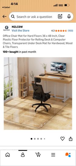 Office Chair Mat 36x48 Clear Plastic for Hard Floors