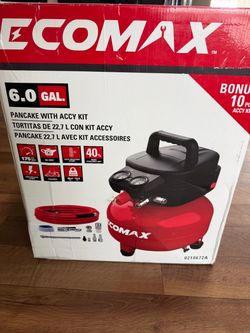 ECOMAX 6 Gal 175 PSI Pancake Air Compressor + 10 PC Kit – Like New
