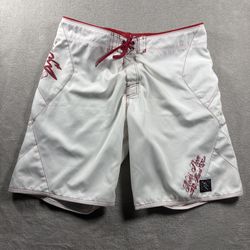 Vintage Da Hui Board Shorts Men’s Size 36 White Red Y2K #3B