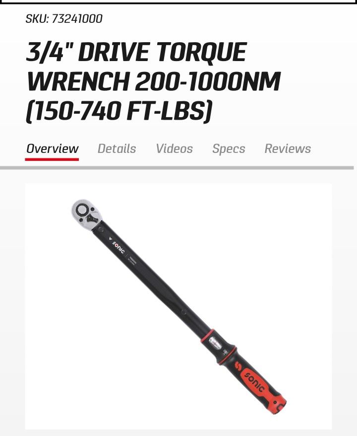 3/4" Drive Torque Wrench (contact info removed)NM (150-740 FT-LBS)