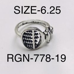 Silver Tennis Racket Design Ring For Women: RGN-778-19/Size-6.25