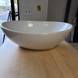 New x 13" Oval White Ceramic Vessel Sink - Modern Egg Shape Above Counter Bathroom Vanity Bowl