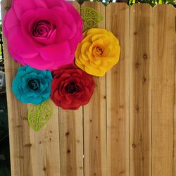 Fiesta Backdrop Paper Flowers / Flores Estillo Fiesta Mexicana