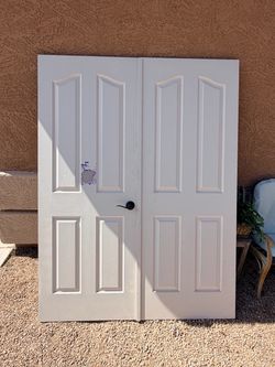 Set (2) White Interior Room Double Doors - 79” x 29.75” Each Door