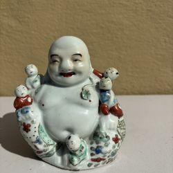 Antique Chinese Export Famille Rose Happy Buddah 