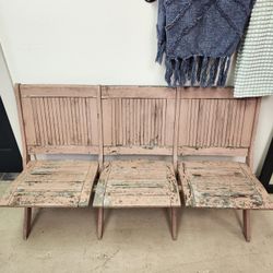 Pink Vintage Wooden Folding Bench