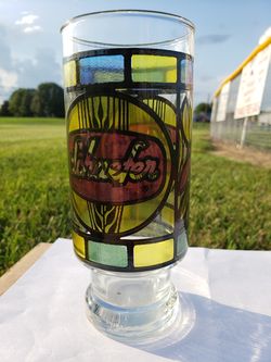 Vintage Beer Glass Schaefer "Stain Glass"