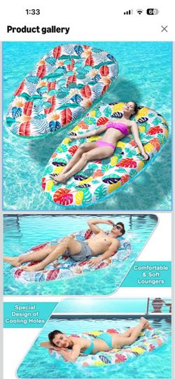 2 Pack Pool Floats Lounger, Instaywell Pool Floats Adult Heavy Duty, Pool Rafts Floaties Water Hammock Tanning Floating Pool Party Toys for Swimming P