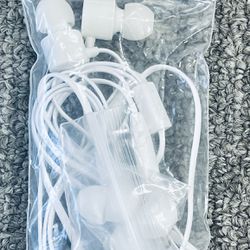 New White Earbuds With In Line Microphone, Extra Earbud Cups