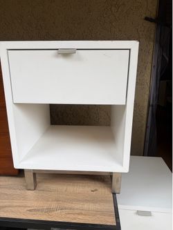 White Modern Nightstands – Set of 2 –