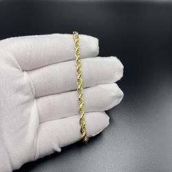8” 10K 4.7mm Diamond Cut Rope Bracelet