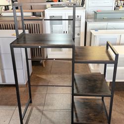 Wooden multi-functional storage rack with mini-fridge storage space, suitable for dormitory kitchens (brown)💰45$