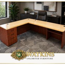 Beautiful Executive L-Shaped Desk – Heavy Duty Quality Wood – Free Delivery