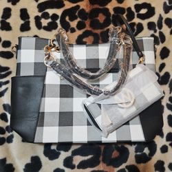 MKF Collection Bonita Checker Women's Tote Bag with Wristlet Wallet