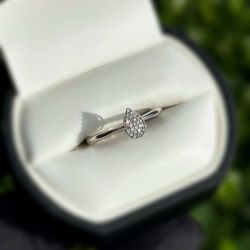 Jewelry 10k solid white gold diamonds 0.10CTW ring sz 7.00