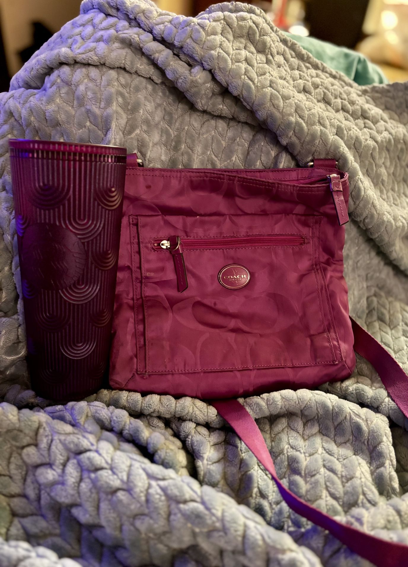 Vintage Coach Bag with Matching Starbucks Cup