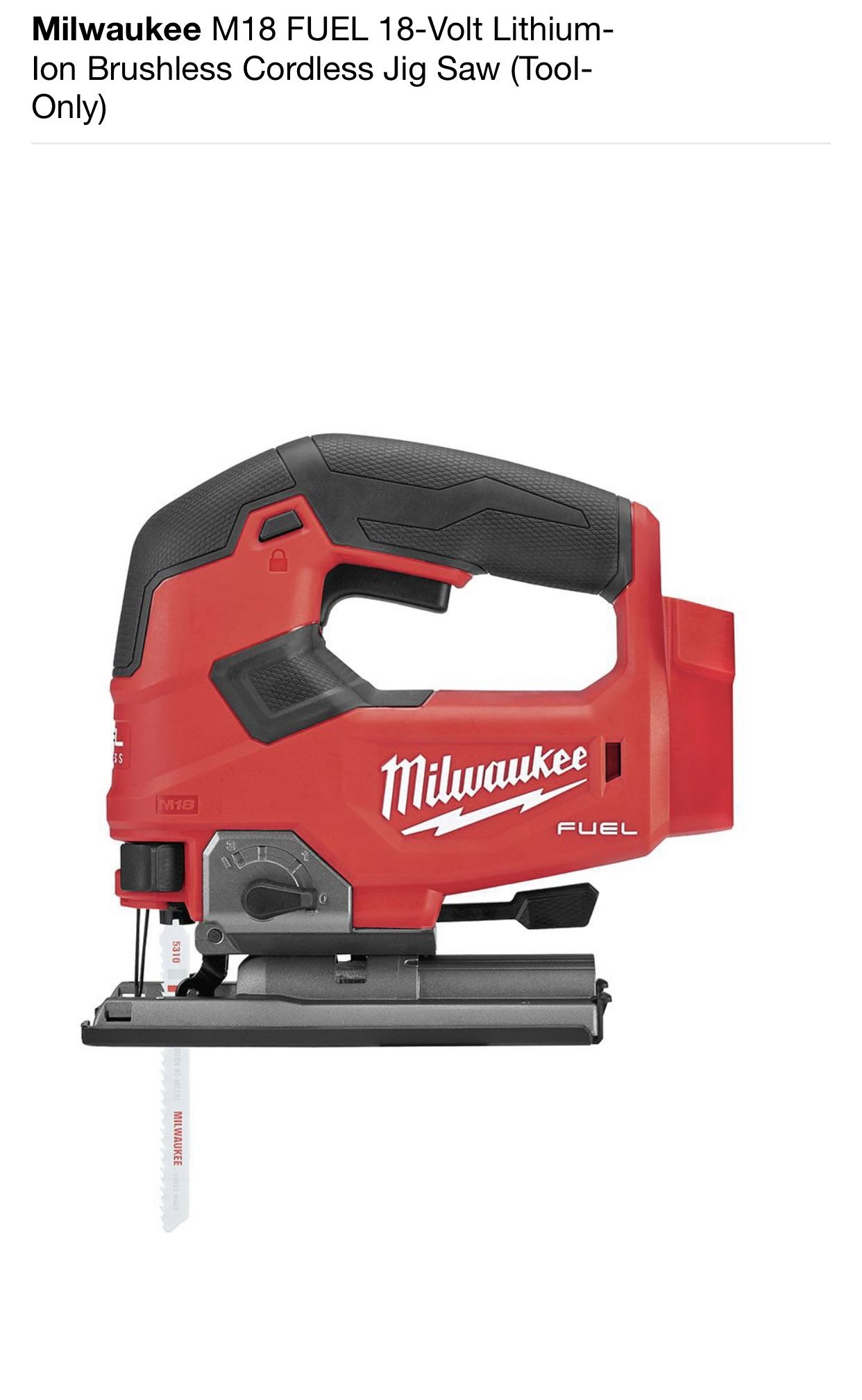 Milwaukee M18 FUEL 18-Volt Lithium-Ion Brushless Cordless Jig Saw (Tool-Only)