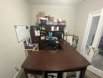 U-Shaped Office Desk & File Cabinet