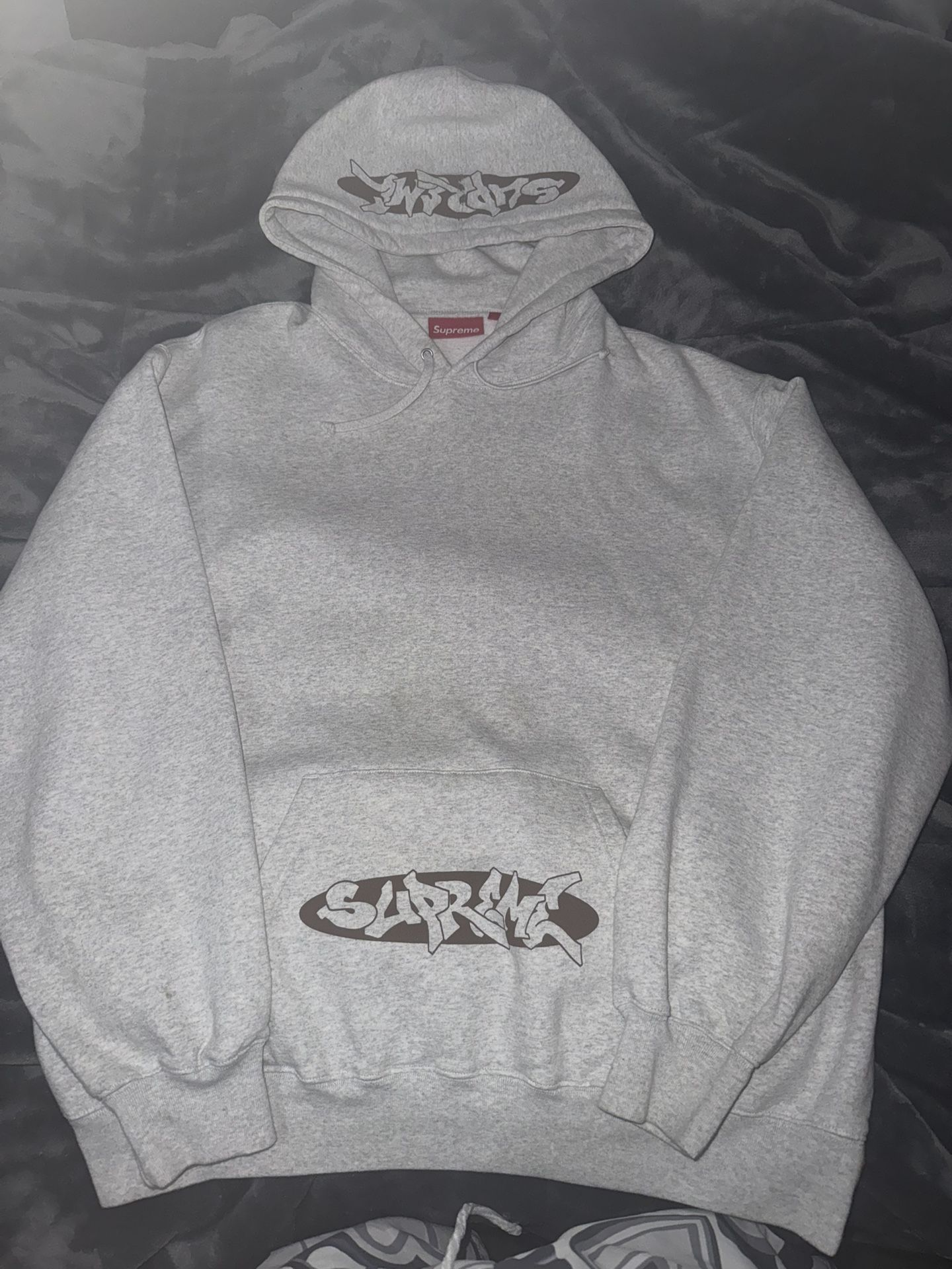 Supreme New World Order Hoodie In Heather Grey