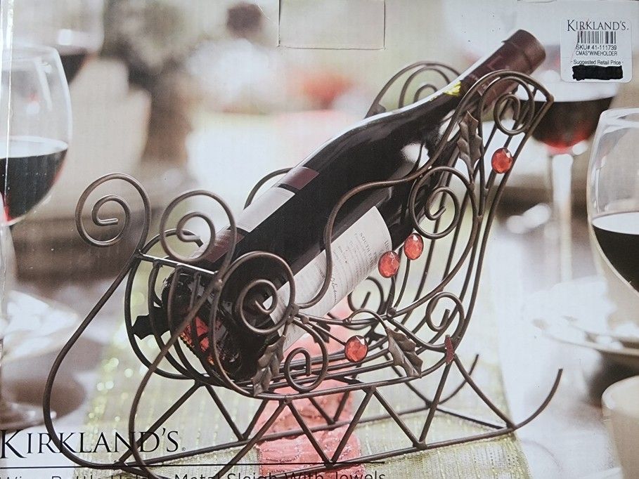 Kirkland's Christmas Sleigh Wine Bottle Holder