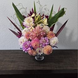 Flower Arrangement In Glass Vase