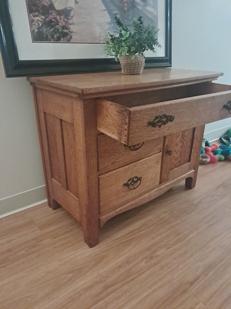 Old Antique Oak Drawer Dry Sink